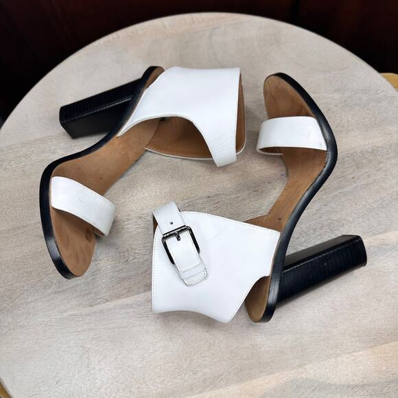 Vince Womens Nicole Leather Sandals Size 7 White Leather Open Toe Block Heels - Picture 7 of 10